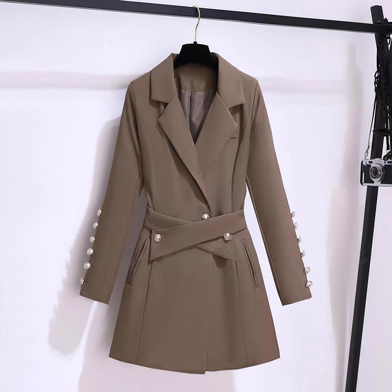Spring 2025 British Style Solid Color High-End Goddess Design Suit Dress S хаки