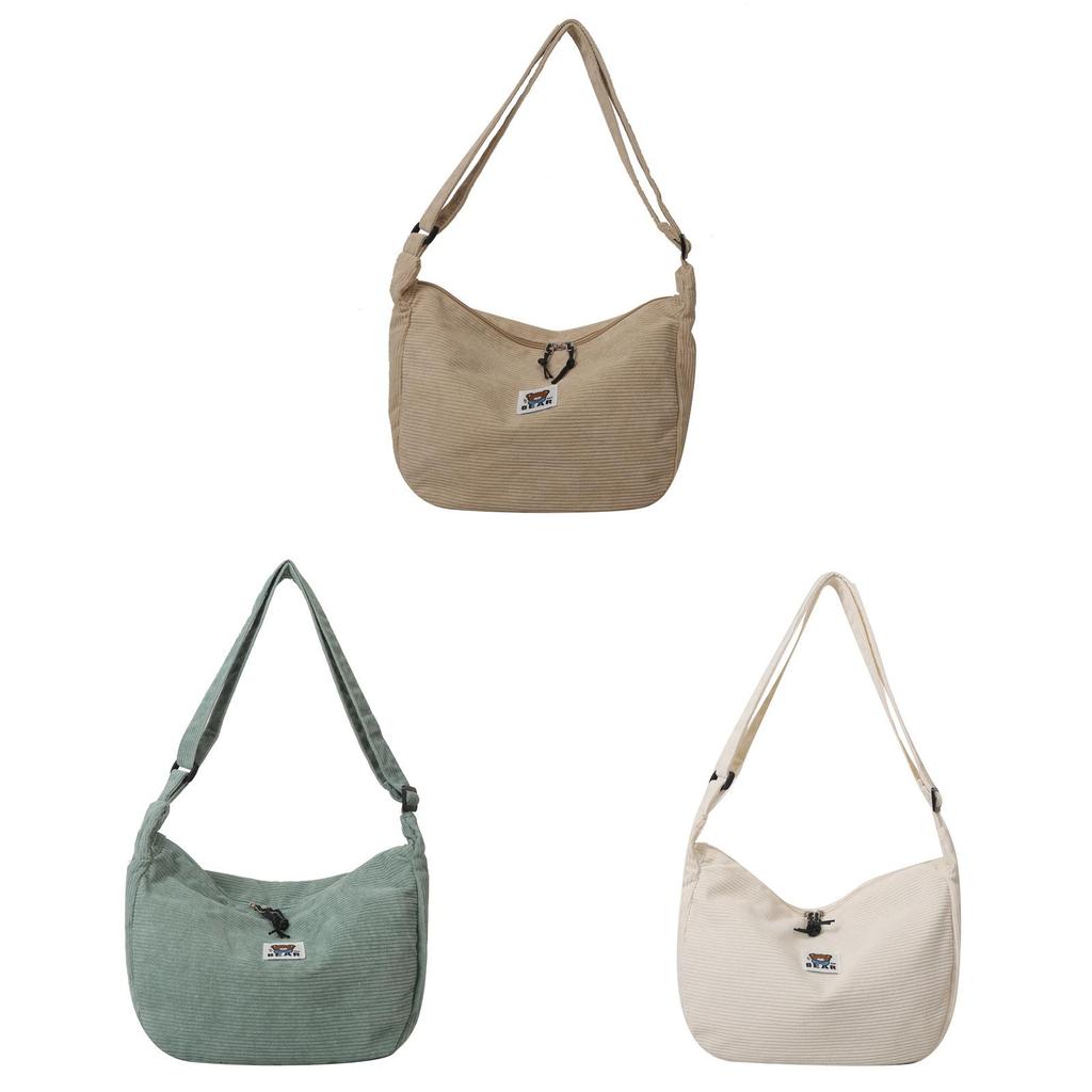Dango Bag Women Casual Corduroy Large Capacity Shoulder Bag For Daily Use