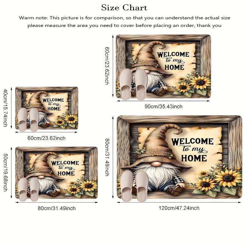 VIKAMA Sunflower Welcome Home Doormat Soft Flannel Machine-Washable Floor Mat Entrance Hallway Rug Home Decoration