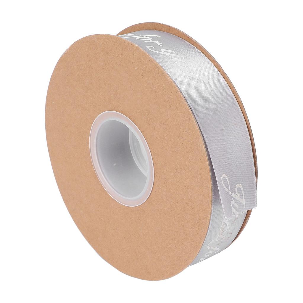 2.5cm Satin Ribbon Roll 45yd Printing Just for You Polyester for DIY Wedding Decoration Birthday Cake PackingSilver Gray