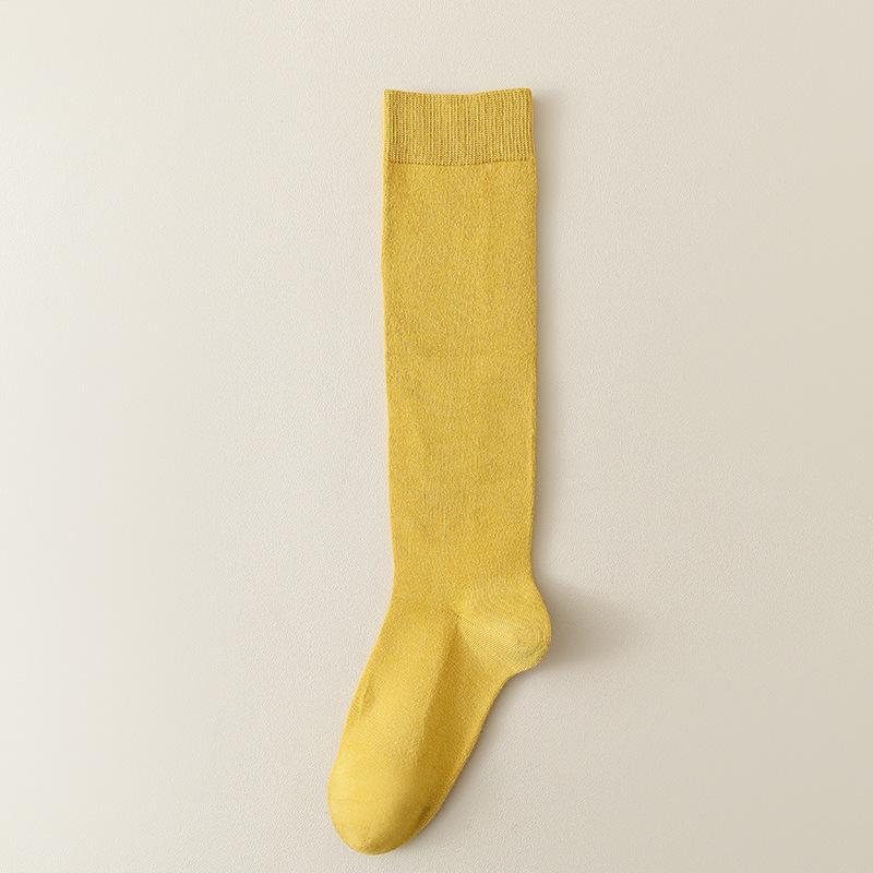 Female Spring and Autumn Pure Cotton Color Pressure Thin Leg Long Leg Socks