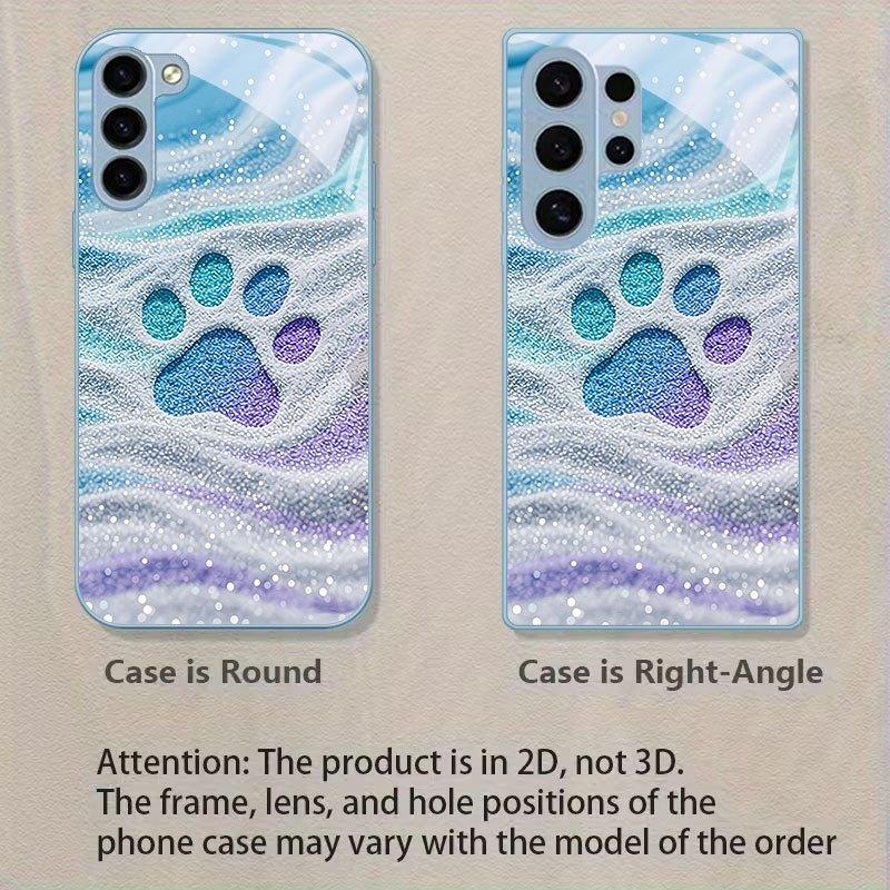 Pastel Glitter Cat Paw Fashion Phone Cases Carcasa Glass Phone Case Fundas for Samsung Galaxy S26 S25 S24 S23 S22 FE Ultra Plus