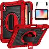 For iPad A16 11 Inch (2025)/iPad 10.9 Inch 10th Gen Shockproof Case, Built-in Pencil Holder, Tri-fold Stand, Clear Back, Black