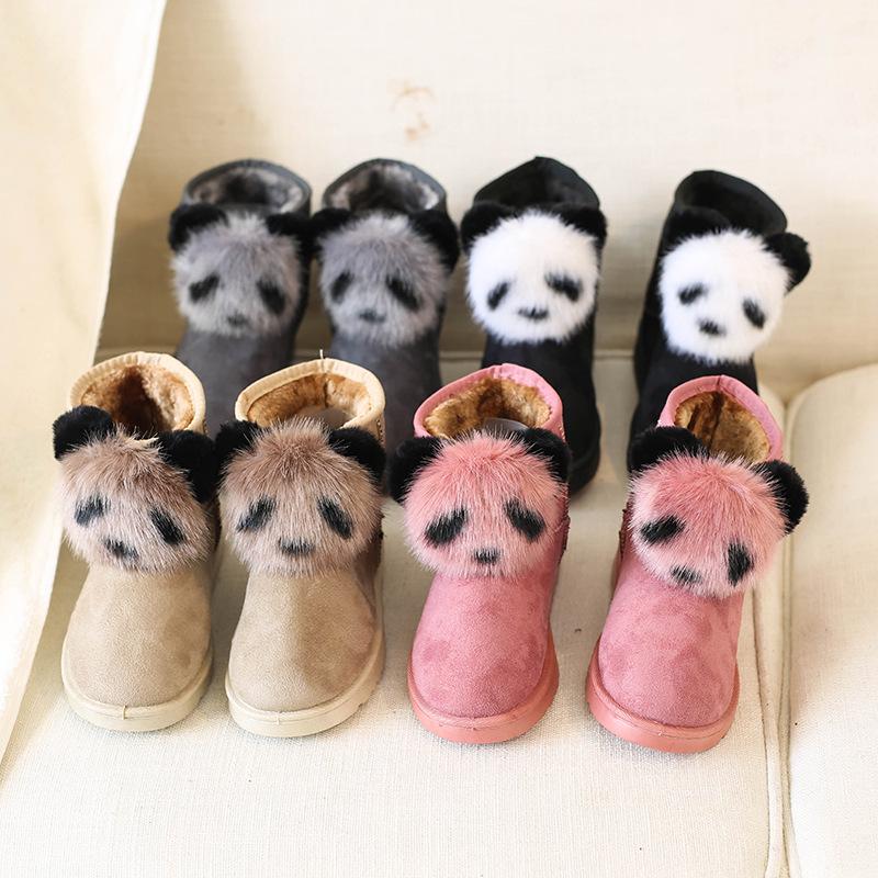 Snow Boots Women's Short Boots Velvet New Women's Boots 2025 Winter Korean Version Cotton Shoes Hairball Panda Short Boots