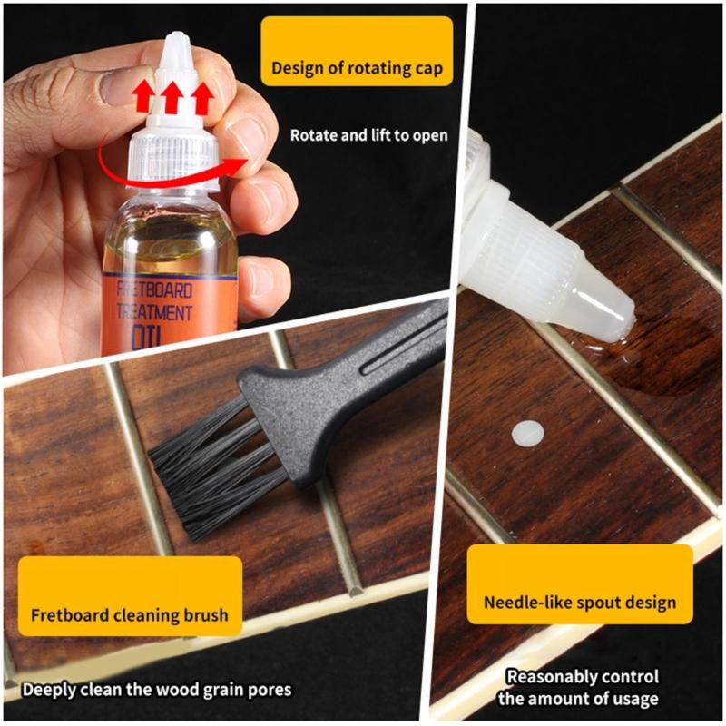 Comprehensive Acoustic Guitar String Care with Natural Lemon Oil for Fretboard Protection Cleaning and Portable Use