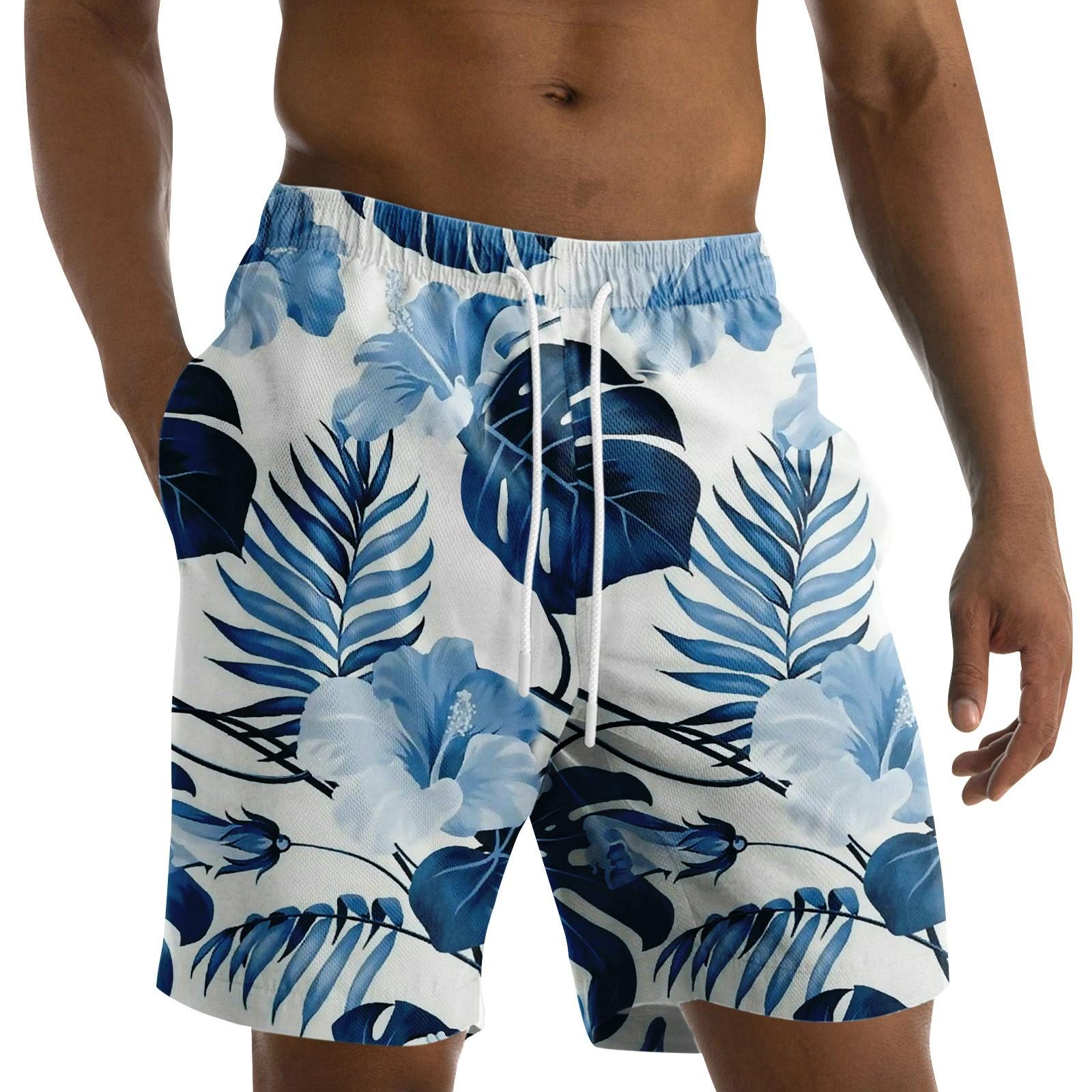 

Мужские модные гавайские пляжные спортивные повседневные шорты с принтом и ремешками, брюки XXL