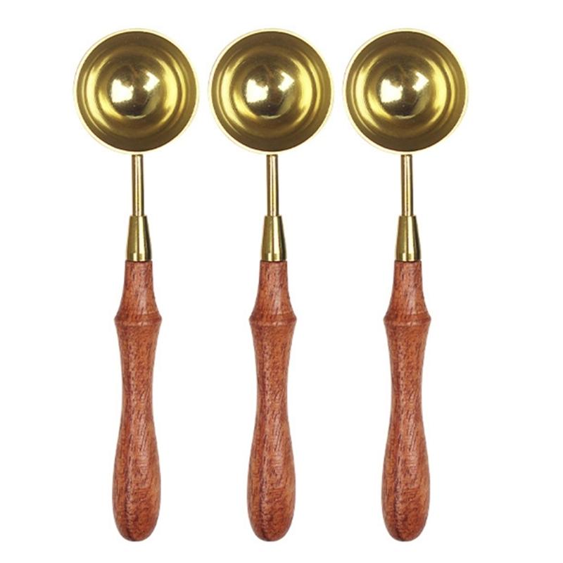 

3 Pcs Metal Sealing Spoon Wax Seal Spoon Wax Sealing Stamp Melting Spoon for Scrapbooking Album Wedding Invitations