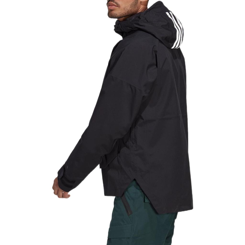 adidas Solid Color Brand Logo Half Zip Hooded Jacket Ski Wear Men Jackets Black HI5522