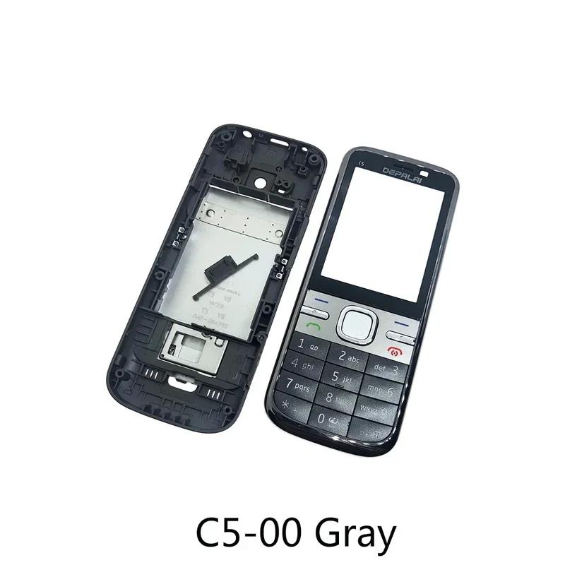 Kompletná predná klávesnica Pre Nokia 6300 C3 C3-00 C5 C5-00 6303 zadný kryt batérie puzdro C5-00 Gray black