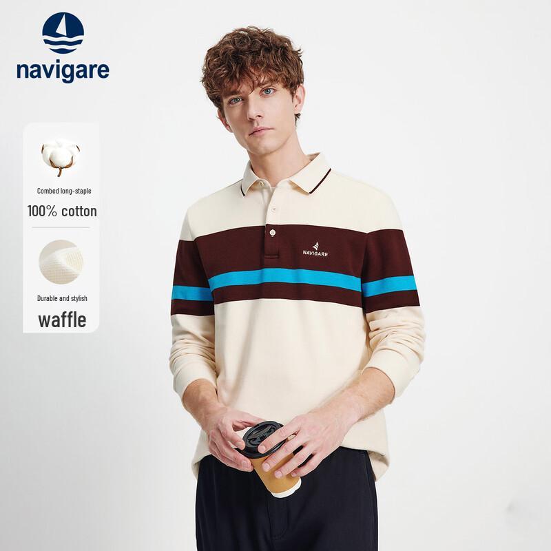 Navigare Men s Waffle Knit Long-Sleeve Polo Shirt XL