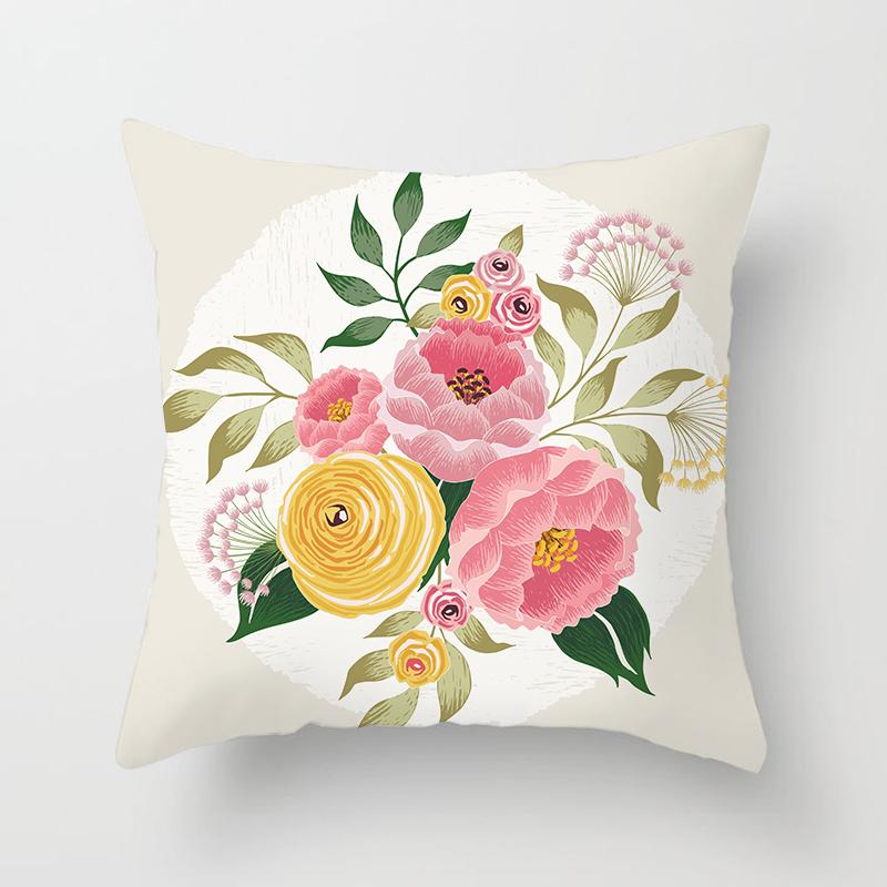 Abstract Floral Pattern Pillowcase Vintage Watercolor Floral Bird Cushion Cover Home Sofa Car Office Party Decor Accessories