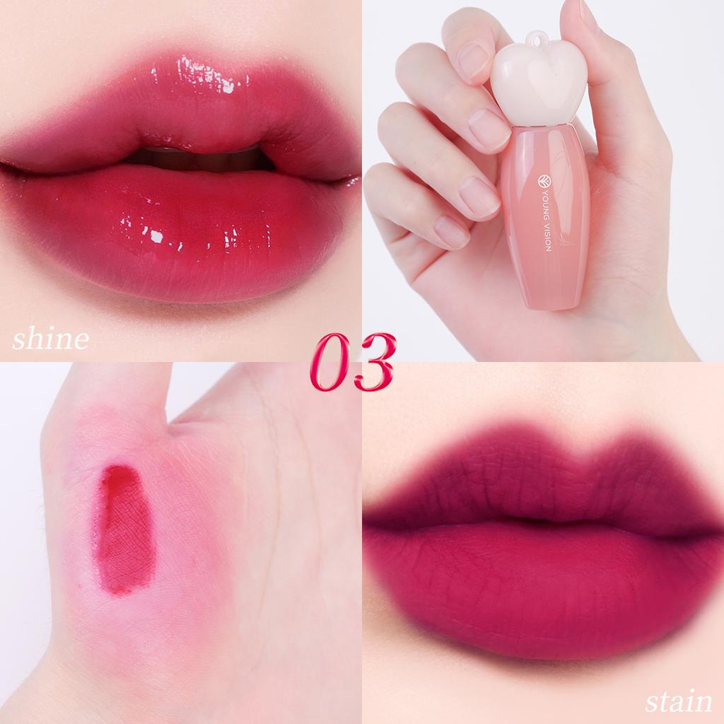 YOUNG VISION Water Lip Stain for Women Girls, LongLasting Lip Gloss Multi-Use Liquid Blush/Eyeshadow, Transfer-Proof Shine-to-Matte Finish In 3 Min