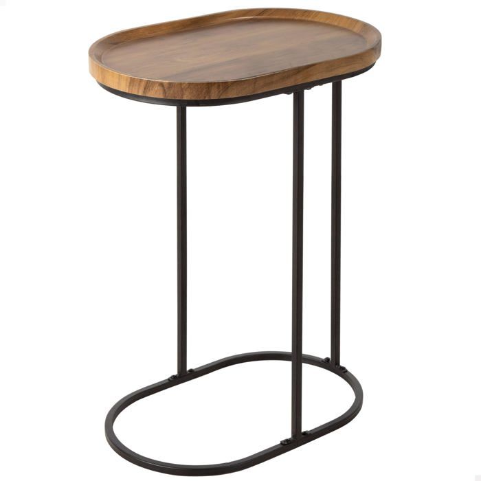 Table d'appoint ronde - AKTIVE - Effet chêne - Structure métallique noire - 45x30x60 cm - Supporte 5 kg