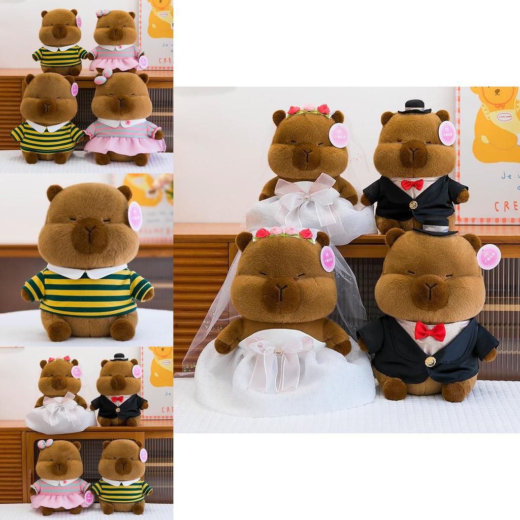 Wedding Themed Capybara Plush Toy With Detachable Clothes For Couples Gift