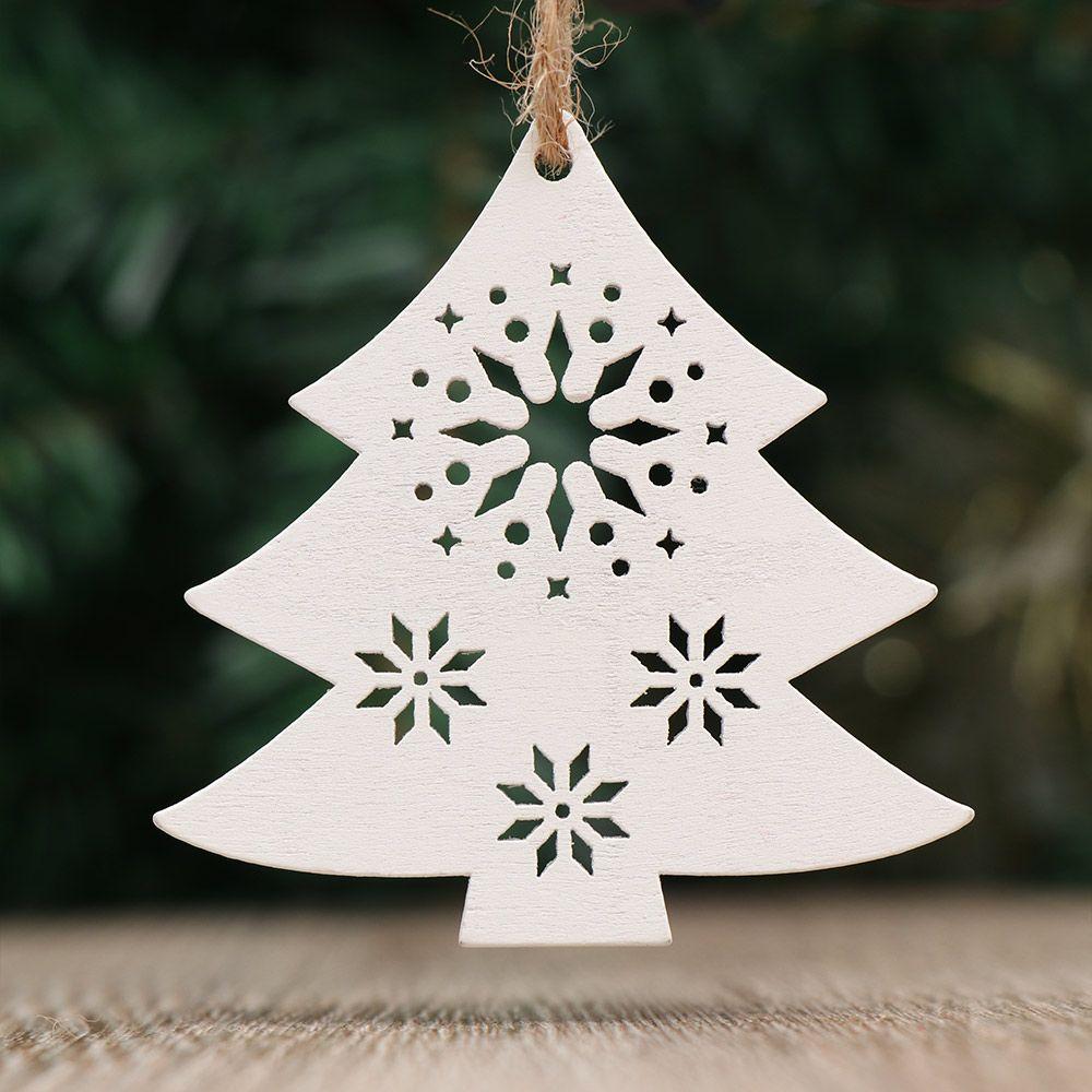 DIY Gifts Drop Pendant Christmas Tree Decoration Santa/Elk/Angel Wooden Ornaments Xmas Hanging