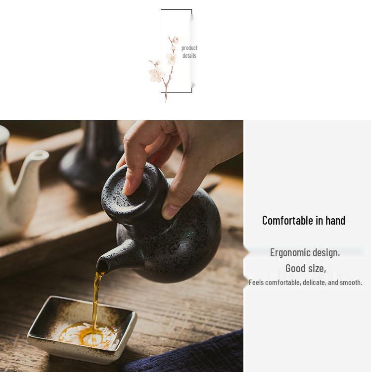 Large Ceramic Vinegar and Soy Sauce Bottle for Japanese Cuisine - Oil and Seasoning Container for Kitchen.