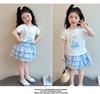 Girls' Summer Set 2026 New Fashionable Children's Summer Dress Short Sleeve Cake Skirt Two Piece Set for Baby Girls