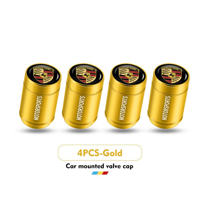 

For Porsche 4Pcs Tire Stem Air Valve Caps Aluminum Car Dustproof Wheel Stem Boxster Cayenne Panamera Macan Cayman 911 918 996