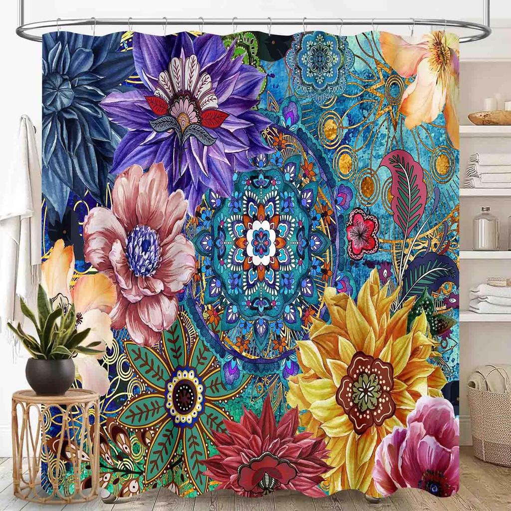 Southwestern Natvie Tribal American Ethnic Western Abstract Geometric Vintage Brown Waterproof Fabric Bathroom Shower Curtain