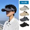 Cooling Stretchy Visor Ice Silk Long Brim Empty Top Hat Summer Uv Protection Men Sun Hats Cycling Running Sports Golf Visor Cap