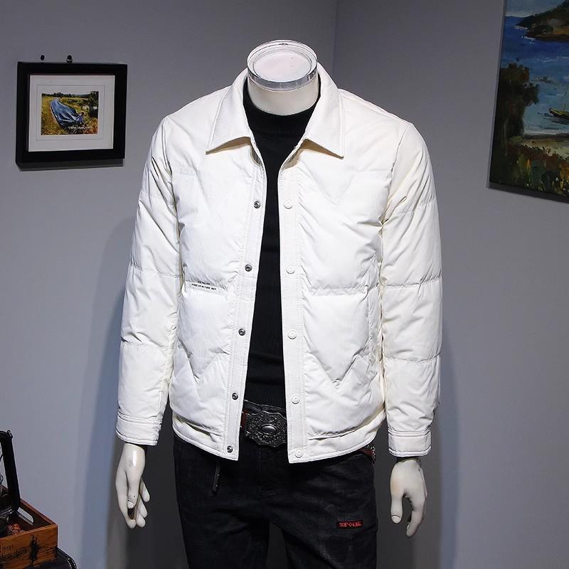 Mens Slim Fit Winter Down Jacket Lightweight White Duck Coat Casual Warm Outerwear Youth