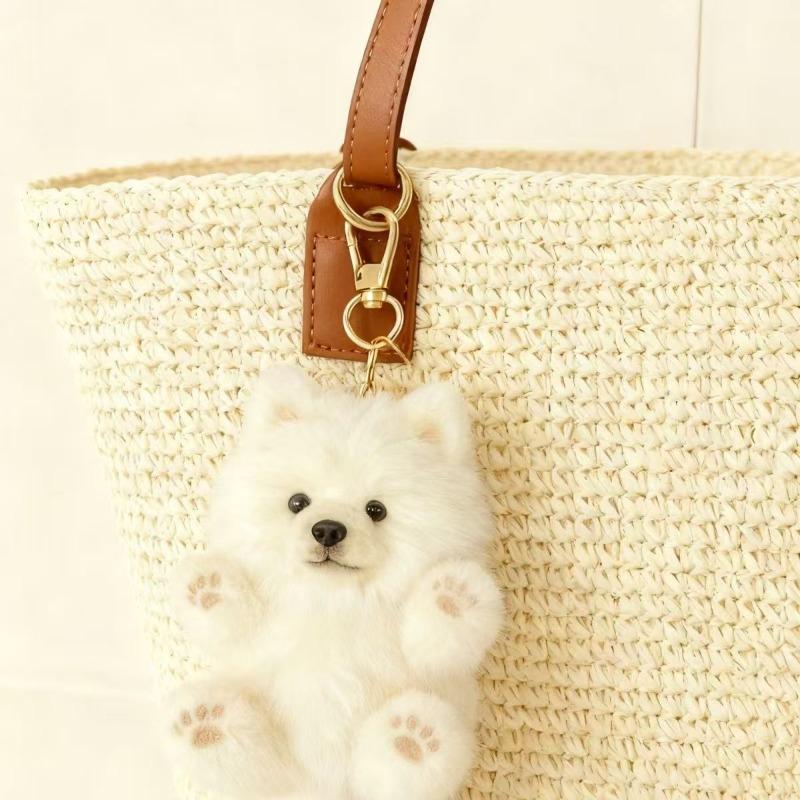 Cute Smiling Samoyed Pet-shaped Plush Keychain Can Be Hung on Bags and Keys, a Little Gift for Valentine's Day and Birthdays Gift