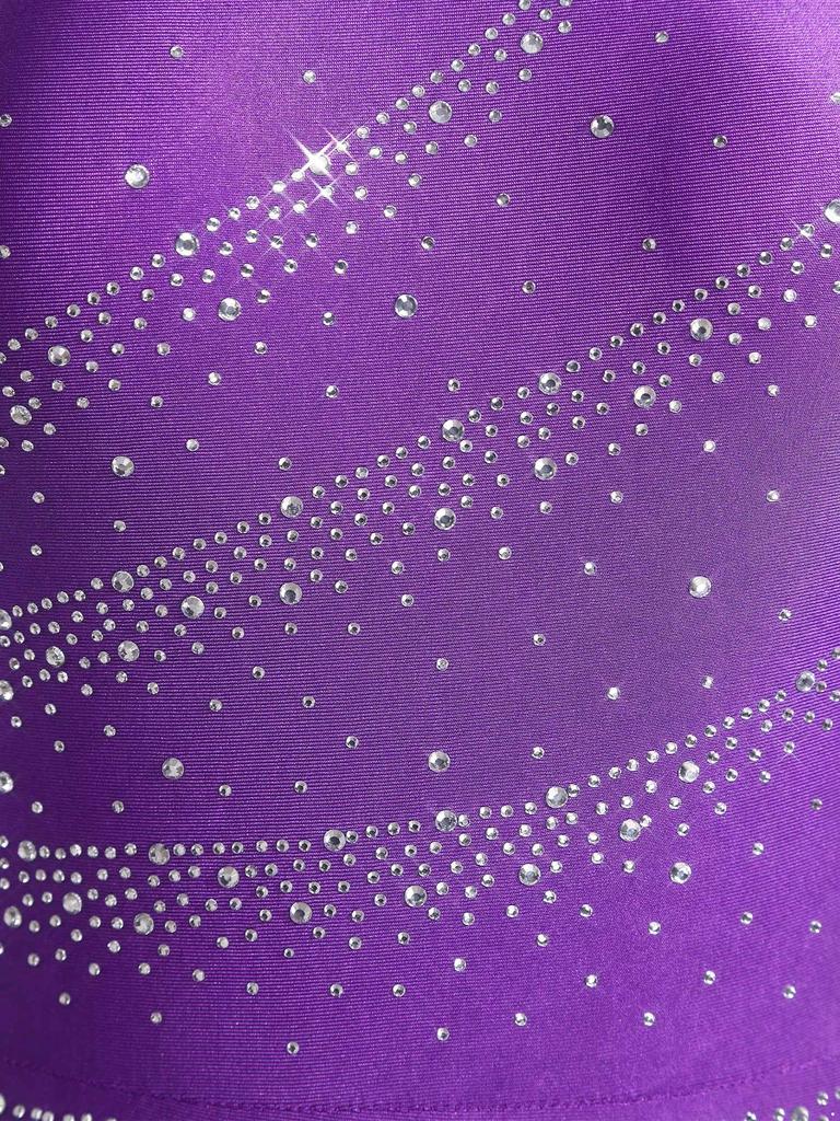 Rhinestone Color Block Mesh Leotard for Women S-XXL: Sleeveless Slit Hem Bodysuit Dress for Lyrical Contemporary Dance Costume