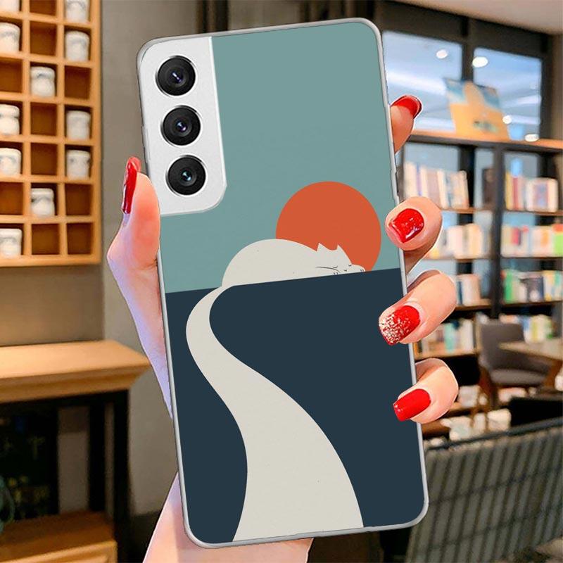 Art Cat Mount Fuji Japan Cover Phone Case For Samsung Galaxy S26 S25 Edge S24 Ultra S23 S22 Plus S21 S20 FE Soft Fundas Shell Ga