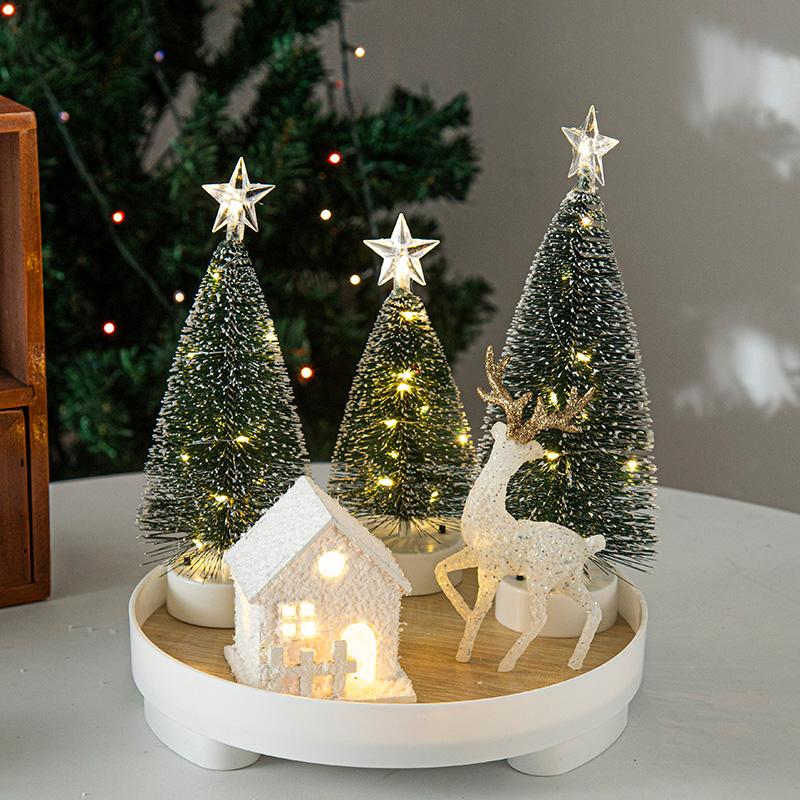 Glowing Snow House Tabletop Ornaments Christmas Led Night Lights Windows Display New Year Decorations Festival Atmosphere