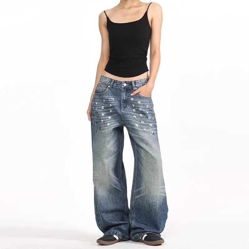 Unisex High Waist Barrel Jeans Loose Fit Streetwear Wide Leg Jeans Vintage American Zip Fly Stretch Denim Trousers
