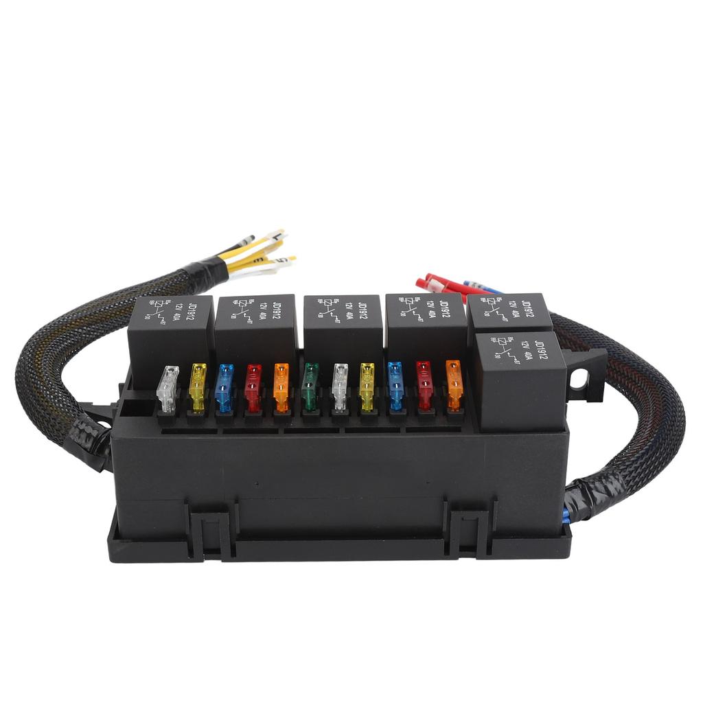 Fuse Relay Box 12V 6 Relay 11 ATC ATO Fuse Waterproof Relay Block Box for Car Yacht Boat