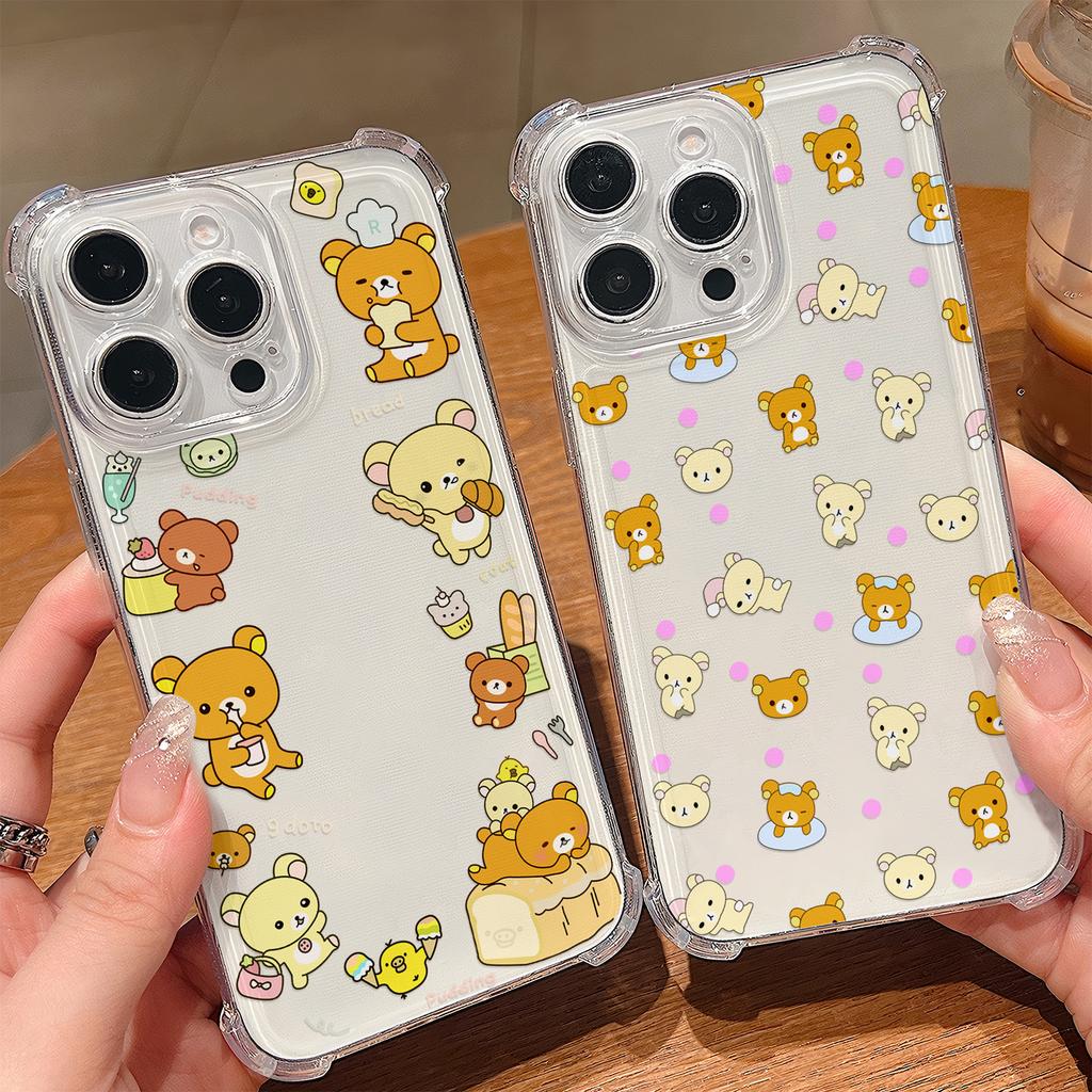 Cute Rilakkumas Bear Anti Fall Clear Phone Case For Xiaomi Redmi 14C 13C 12C K50 K40 Note 14 13 12 11 10 9S A1 A2 Pro Plus 4G 5G