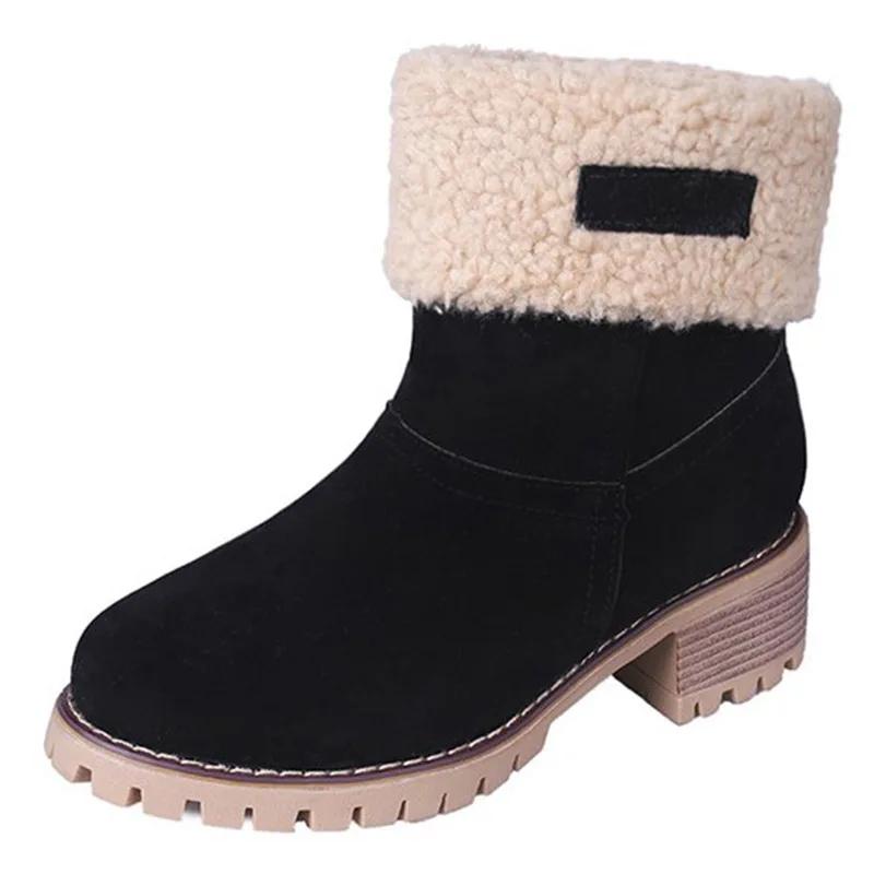 SyfIyno New Women's Winter Boots Comfortable Fist Wool Boots Wedge Pads Cotton Shoes Calf Boots Large Size 35-43