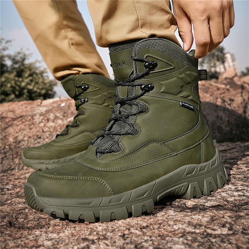 Men's high-top hiking shoes four seasons new non-slip field training boots breathable casual hiking boots desert adventure boots