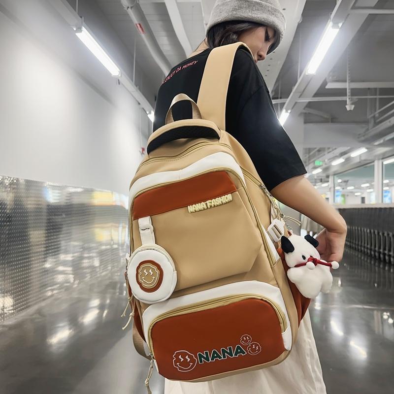 Студенческий школьный рюкзак женский цветной блок рюкзак мужской большой емкости — фото 4