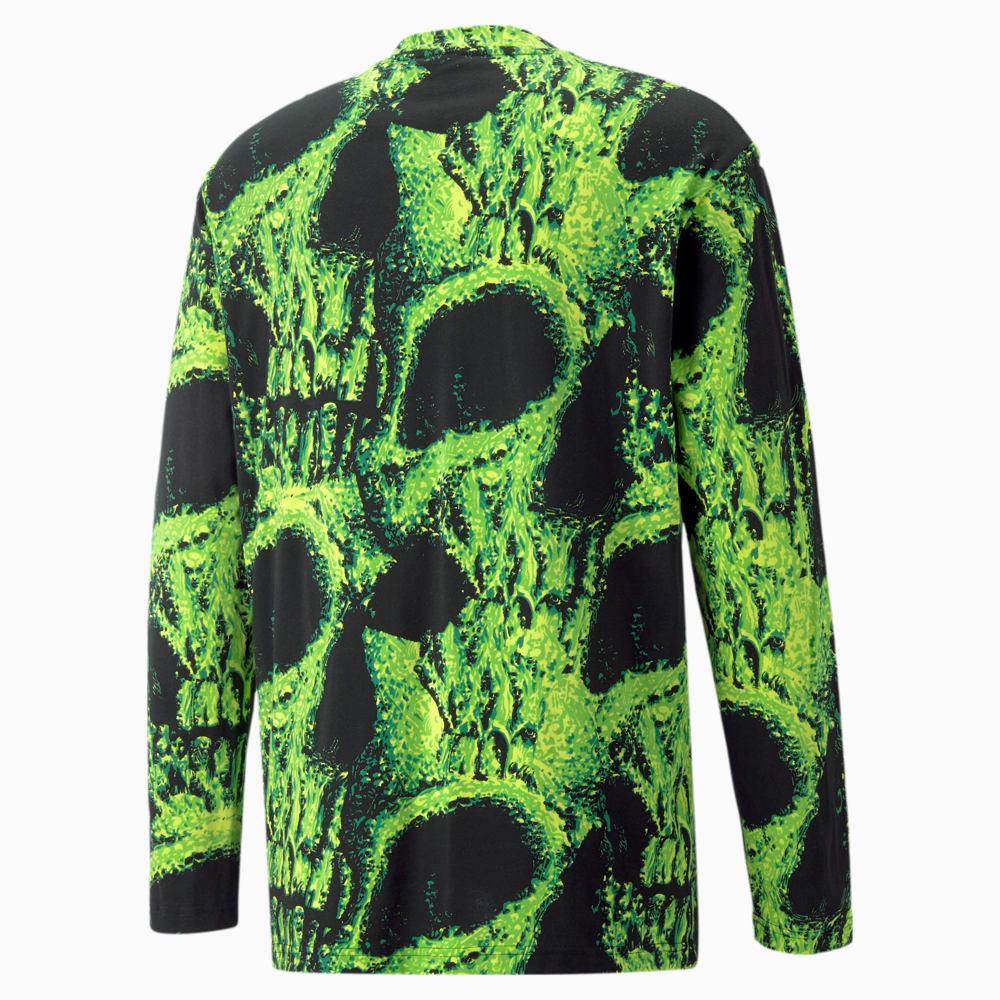 Puma Skull Print Casual Training Long Sleeve T-Shirt Unisex Tops Green 532262-01
