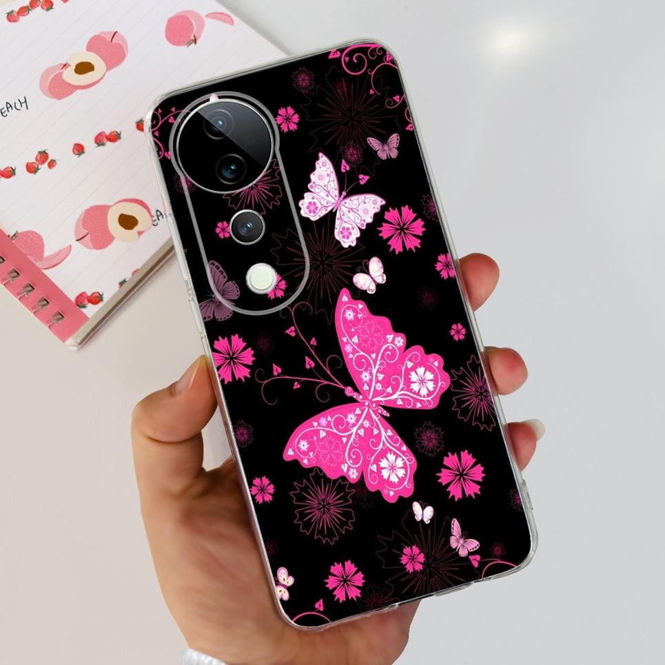 Flower Butterfly Women Fashion Back Cover For Vivo S19 Pro 5G V2362A Phone Funda Transparent Soft TPU Slim Silicone Bumper Etui