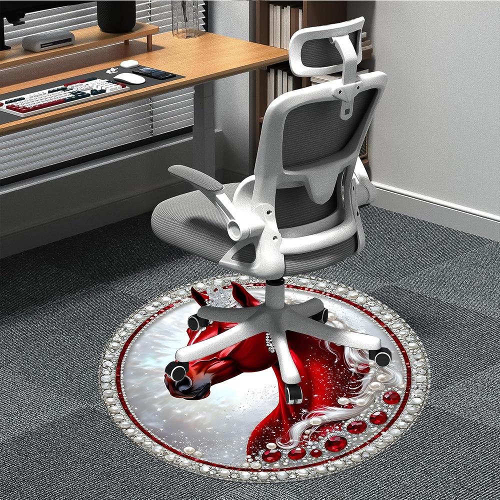 

1pc Jeweled Horse Office Round Rug, Non-slip, Soft and Durable Office Rug for Interior Decoration, Perfect for Office, Beautiful Decoration yy26032400 80cm by 80cm