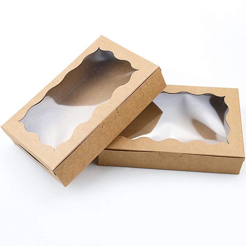 Cross-Border Kraft Paper Window Box for Cake & Pastry Packaging, White Card Folding Paper Box