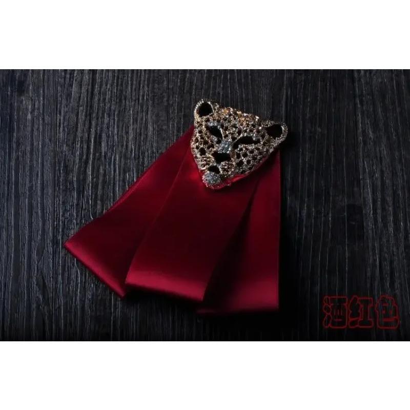 Men's Bow Tie Leopard Head Rhinestone Ribbon Bowtie Women's Shirts Collar Flowers Fashion Korean British Dress Suits Accessories