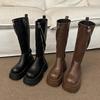 Winter Platform Thick Bottom Woman Knee High Boot Fashion Side Zippers Shoes British Style Ladies Knight Long Booties