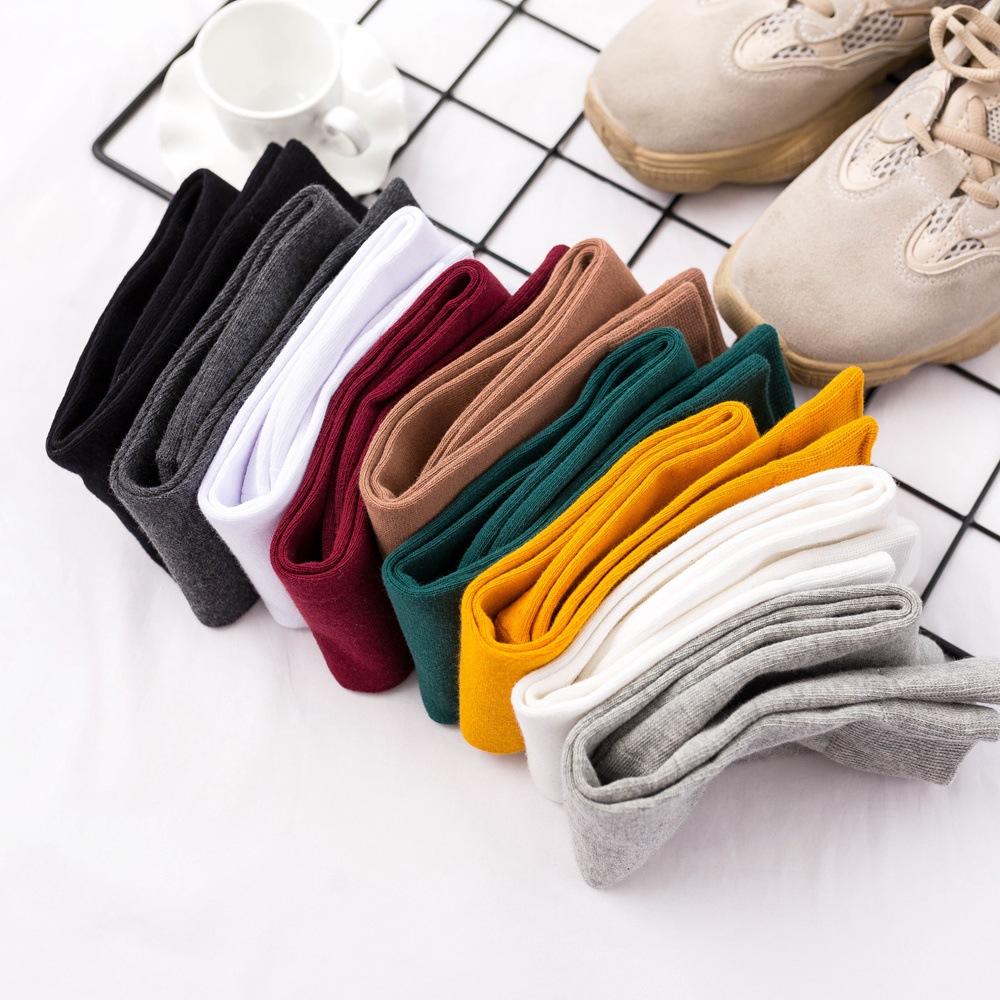 Cotton Knitting Knee High Socks Stockings Long Socks Stockings Japan Style For School Student Girl Thigh High Stockings Wine Red