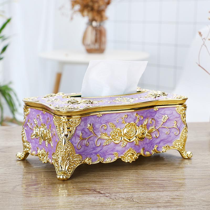 Servilletero Grande Dorado - Creativa Caja de Papel de Plástico de Escritorio para el Hogar