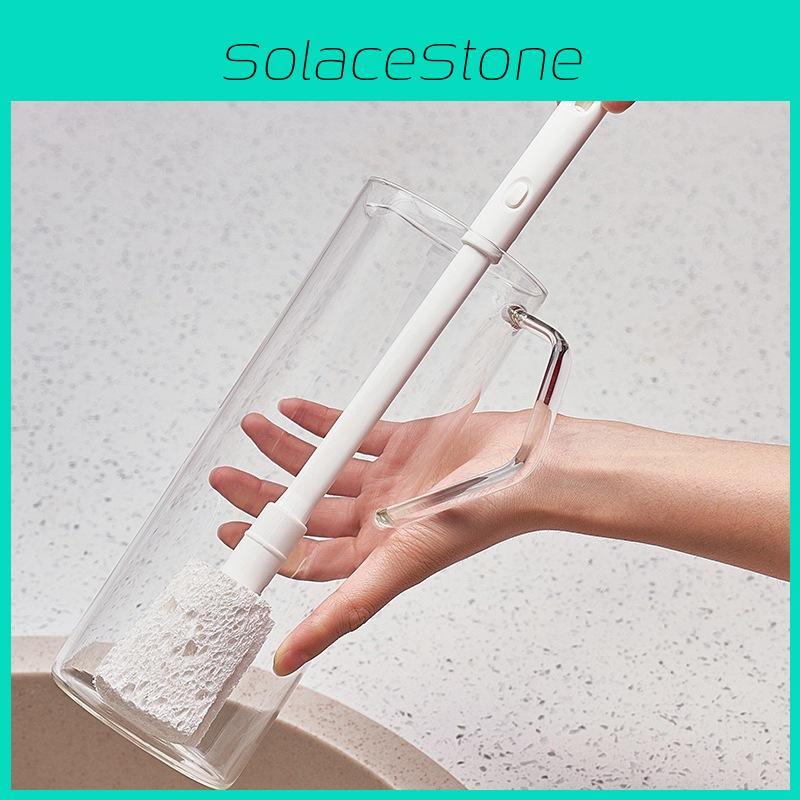 Long Wood Handle Pulp Sponge Brush For Cleaning Cups And Baby Bottles At Home
