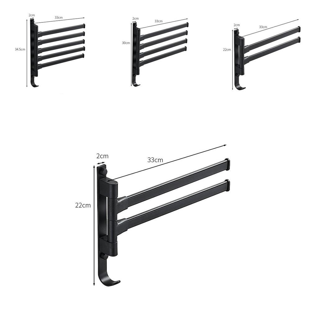 Modern Plastic Adhesive Hook Rack With Rotating Towel Bar For Bathroom And Dorm Use