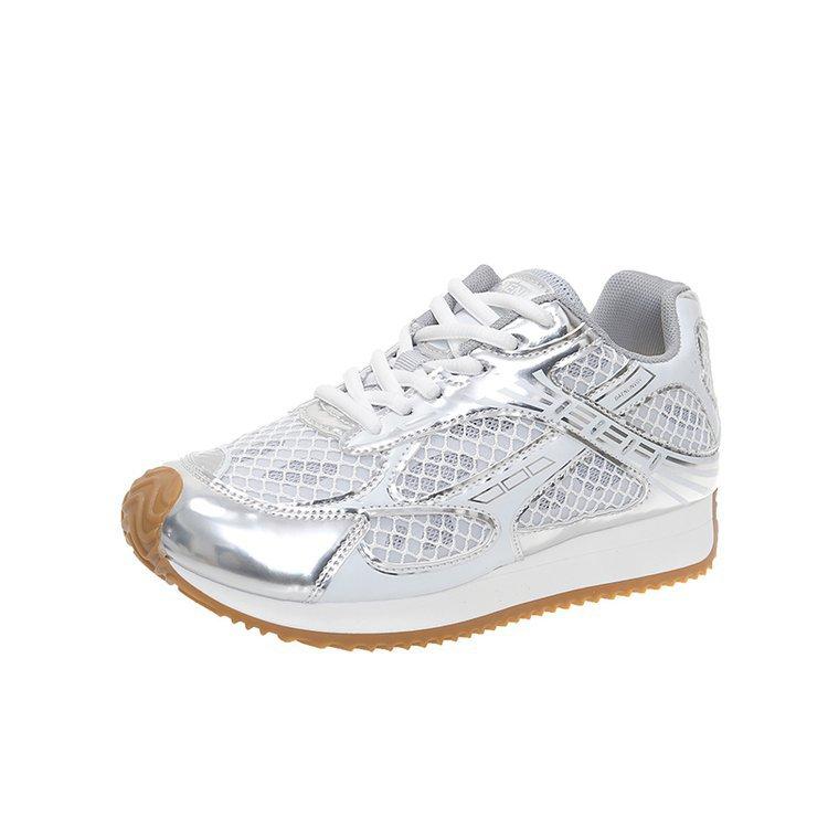 Leather Thick Sole Heightening Miss Zhang Loves It Very Much~ Orbit Retro Mesh Casual Sports Dad Shoes Women Running Shoes Women