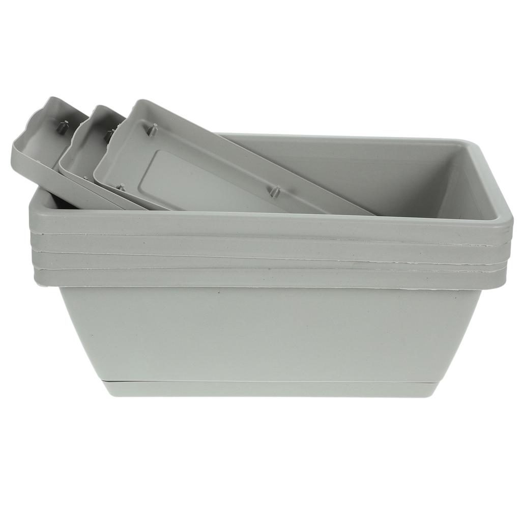 4Pcs Large Plastic Planters Rectangular Flower Pots for Indoor Outdoor Plants with Drainage Planters for Outdoor Plants