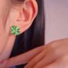 Lucky Cat's Eye Stone Four Leaf Clover Earrings for Women Green Delicate Stud Earring Elegant Jewelry Banquet Gift for Mom