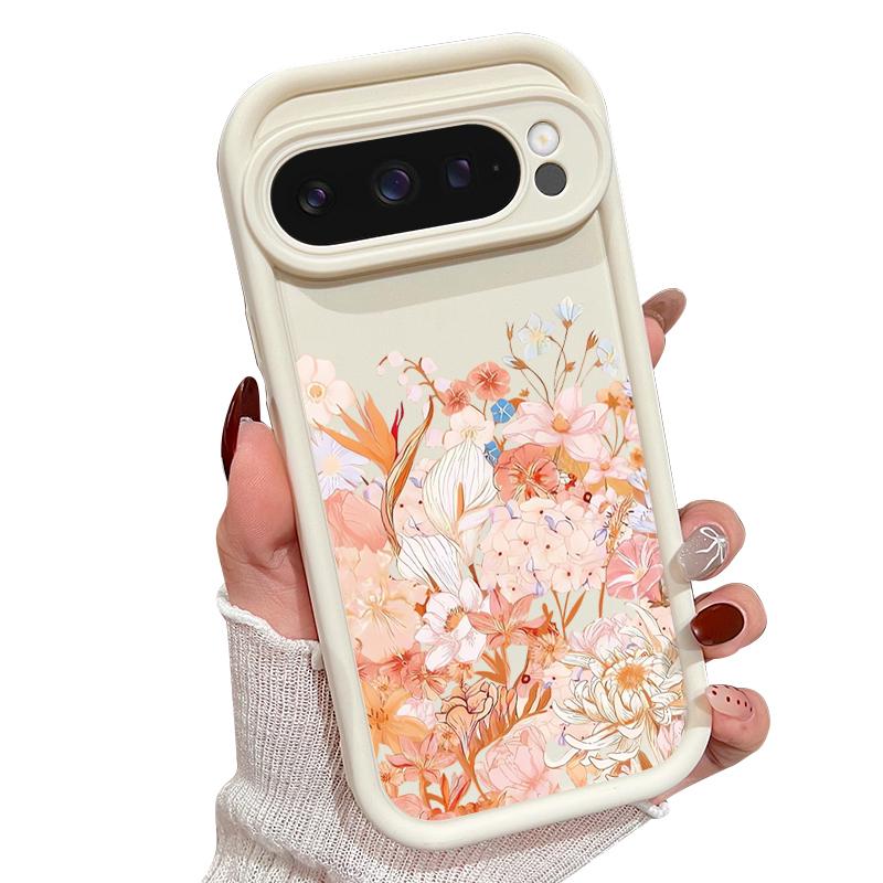 Hydrangea Peony Flower Pattern Case For Google Pixel 10 Pro XL Shockproof Bumper Silicone Cover For Pixel 9A 9 8 7 Pro 8A 7A