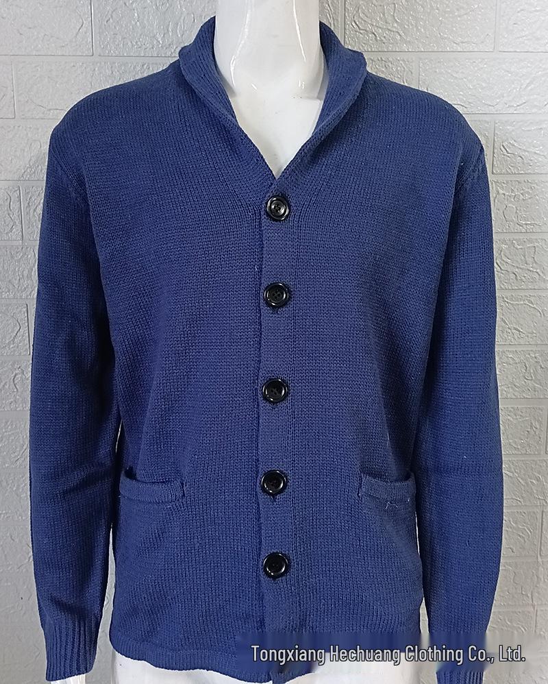 Men's Solid Color Long Sleeve Knit Cardigan - 2025 Autumn/Winter Collection